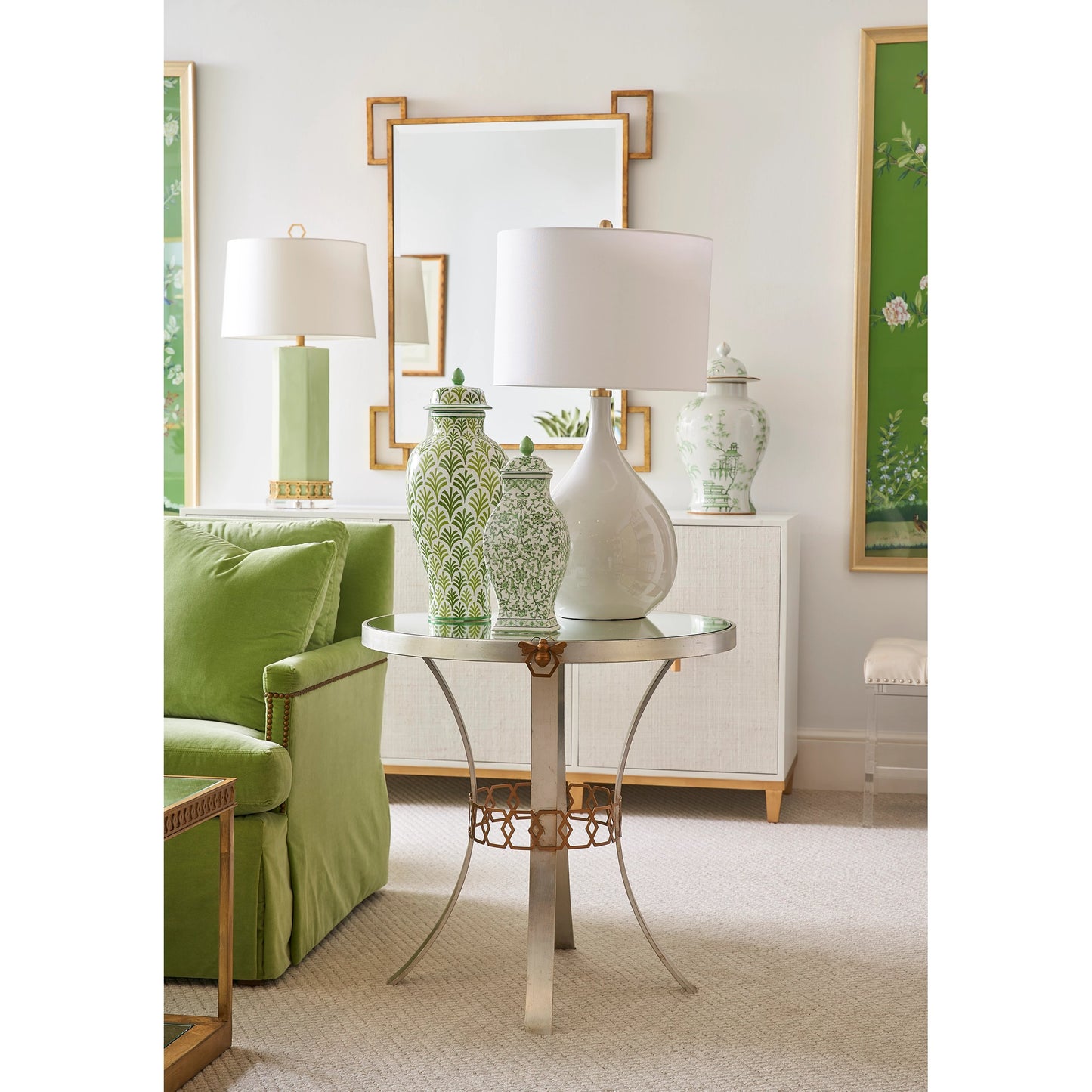 003 SI-2105417 | Lifestyle | Matisse Urn by Chelsea House in white, lime, kelly. Made from ceramic in a transitional style.
