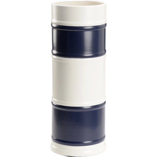 001 SI-2105427 | Primary Silo | Regatta Vase 1 by Chelsea House in matte white, navy. Made from ceramic in a modern style.