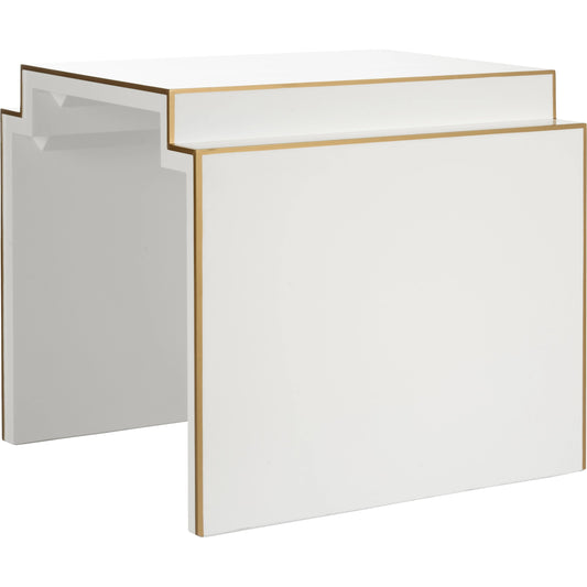 Chatsworth Side Table by Chelsea House in white, metallic gold. Made from wood in a modern style.