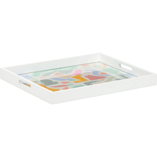 001 SI-2105445 | Primary Silo | Coloring Tray by Chelsea House in white, hand painted, clear. Made from wood/glass in a modern style.