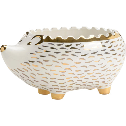 013 SI-2105451 | Primary Silo | Hedgehog Bowl I by Chelsea House in white glaze, metallic gold. Made from ceramic in a modern style.