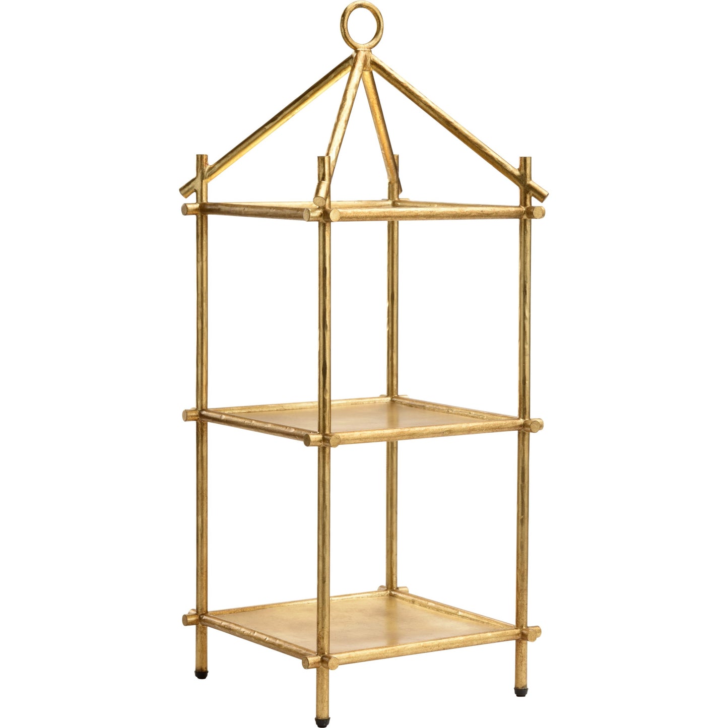 001 SI-2105455 | Primary Silo | Chiseled Three-Tiered Tray by Chelsea House in antique gold leaf. Made from iron in a modern style.
