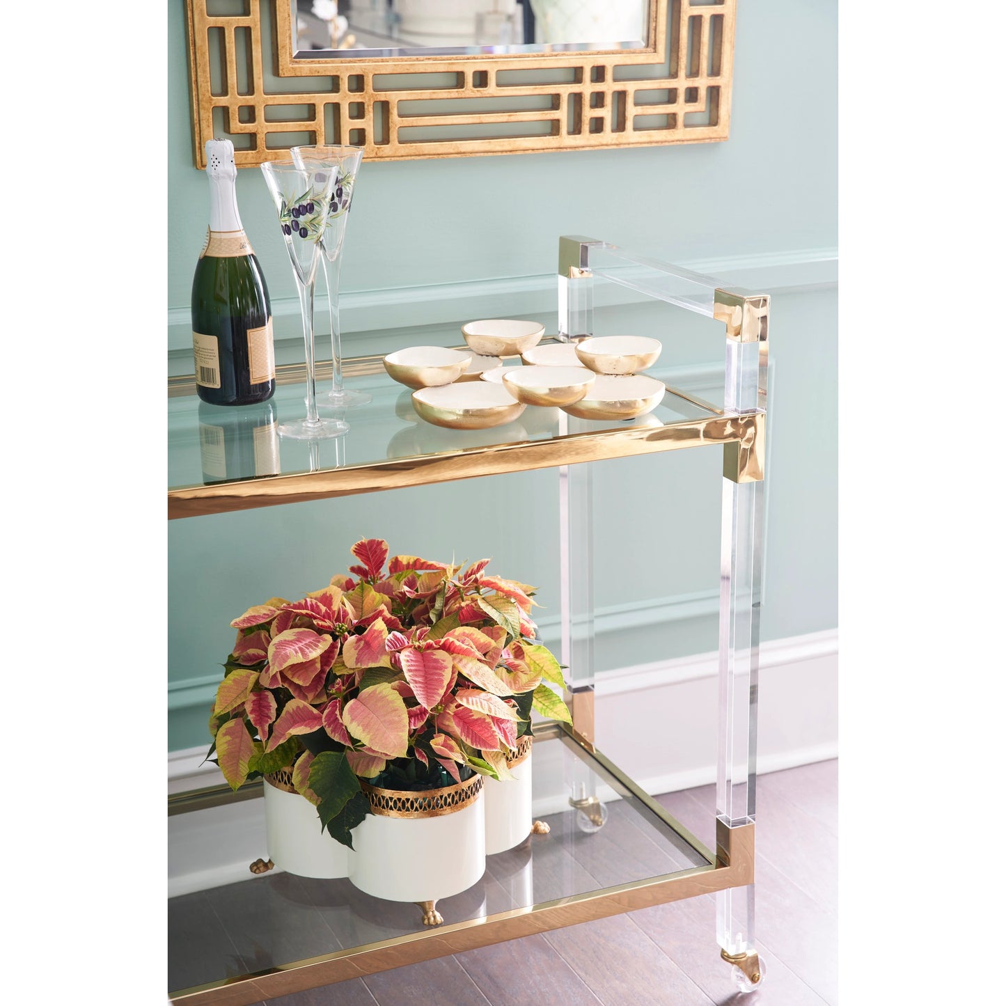 002 SI-2105463 | Lifestyle | Multidimensional Tray by Chelsea House in gold, cream. Made from aluminum/enamel in a modern style.