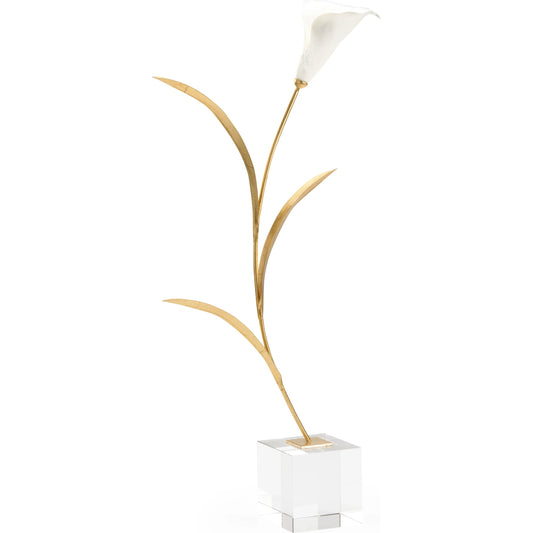 001 SI-2105488 | Primary Silo | Calla Lily on Stand by Chelsea House in white, gold leaf, clear. Made from unique in a modern style.