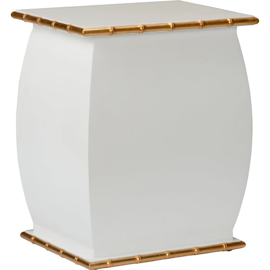 Wooden Drinks Table by Chelsea House in white lacquer, gold leaf. Made from wood in a modern style.
