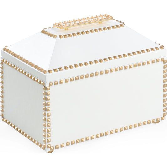 001 SI-2105509 | Primary Silo | Chic Studded Box by Chelsea House in white, gold. Made from leather on wood in a modern style.