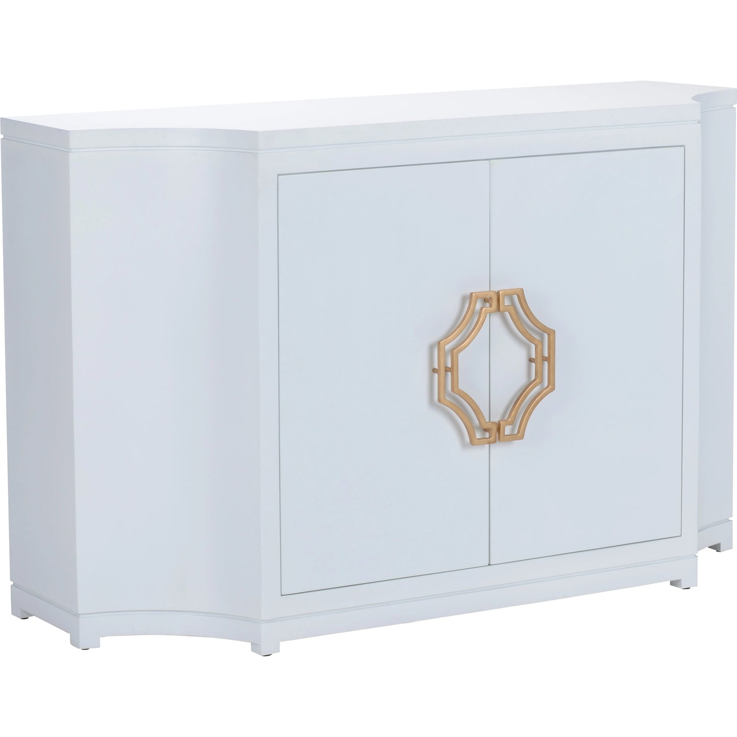 001 SI-2105516 | Primary Silo | Jean Credenza by Chelsea House in white lacquer, gold leaf. Made from wood/metal in a modern style.