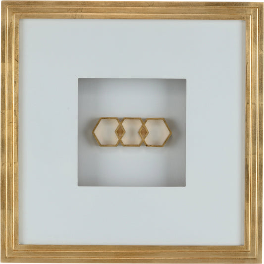 001 SI-2105520 | Primary Silo | Honeycomb Shadow Box by Chelsea House in antique gold leaf. Made from iron in a modern style.