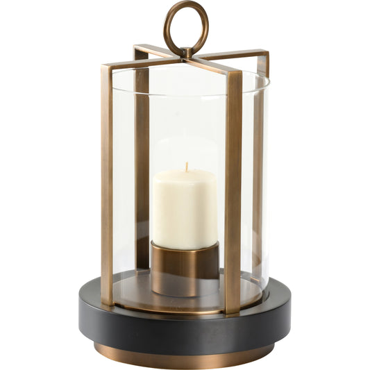 001 SI-2105566 | Primary Silo | Revere Candleholder by Chelsea House in antique brass, black, clear. Made from iron/glass in a modern style.