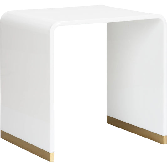 Waterfall End Table by Chelsea House in white, polish. Made from acrylic/brass in a modern style.