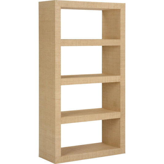 Raffia Book Shelves by Chelsea House in cream. Made from raffia on wood in a modern style.