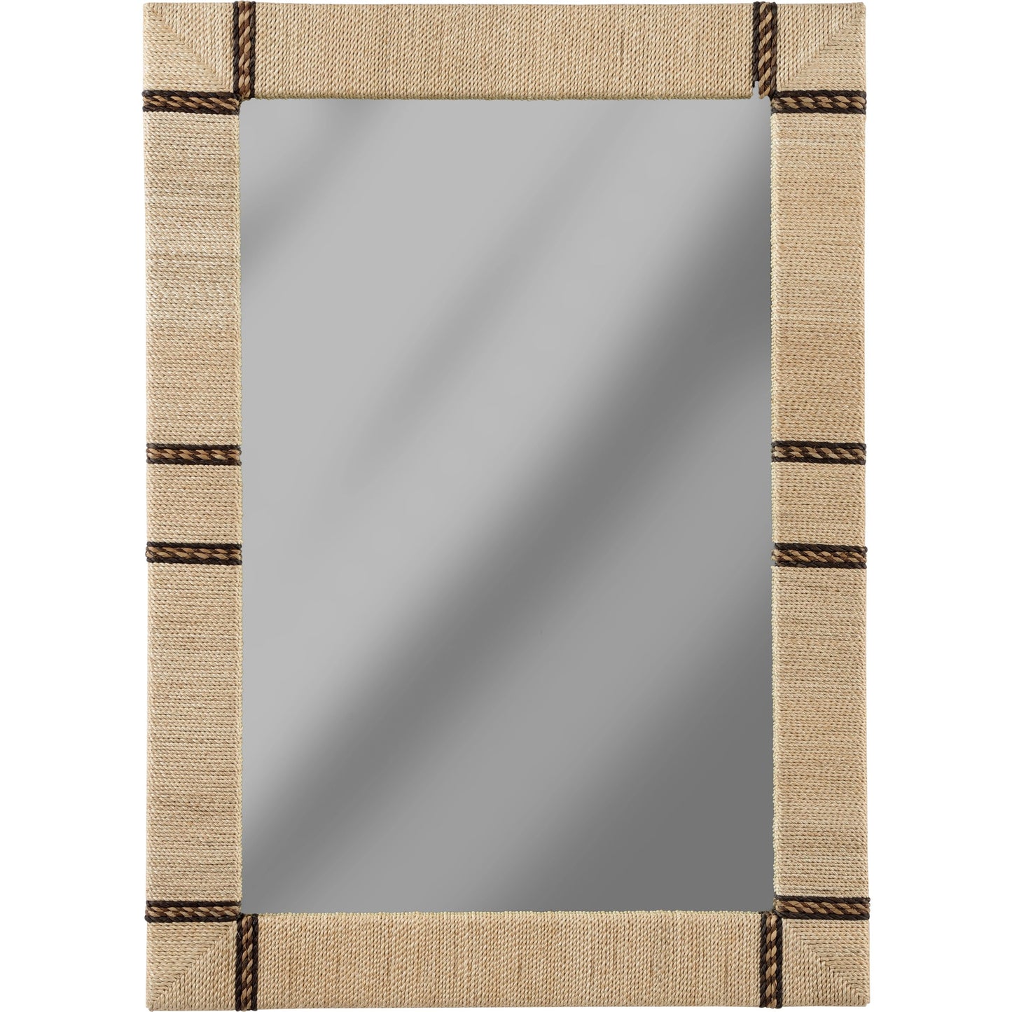 001 SI-2105595 | Primary Silo | Newton Mirror by Chelsea House in cream, chocolate, clear, plain. Made from raffia/abaca on wood/mirror in a modern style.