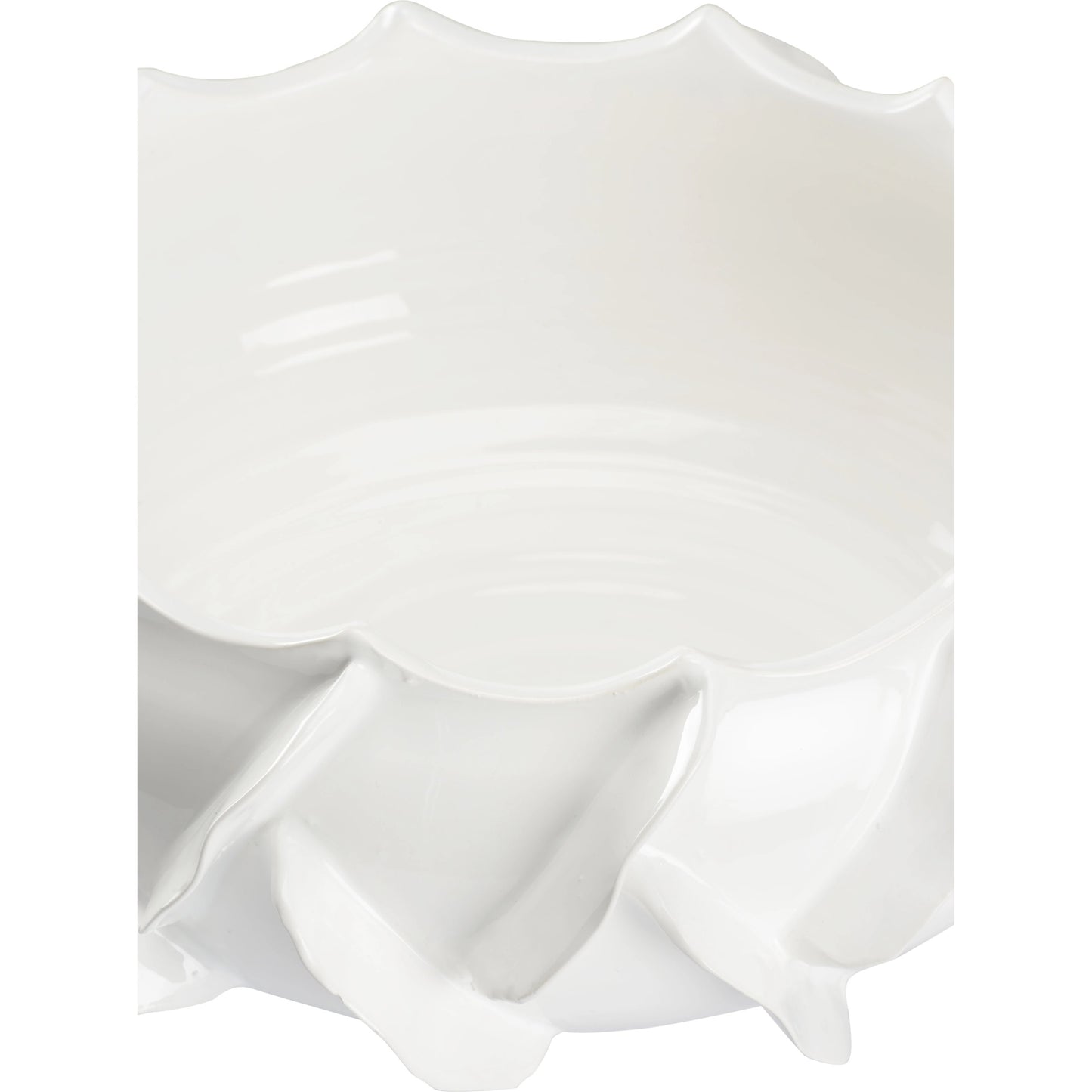 002 SI-2105641 | Closeup | Shard Bowl by Chelsea House in glossy white glaze. Made from ceramic in a modern style.
