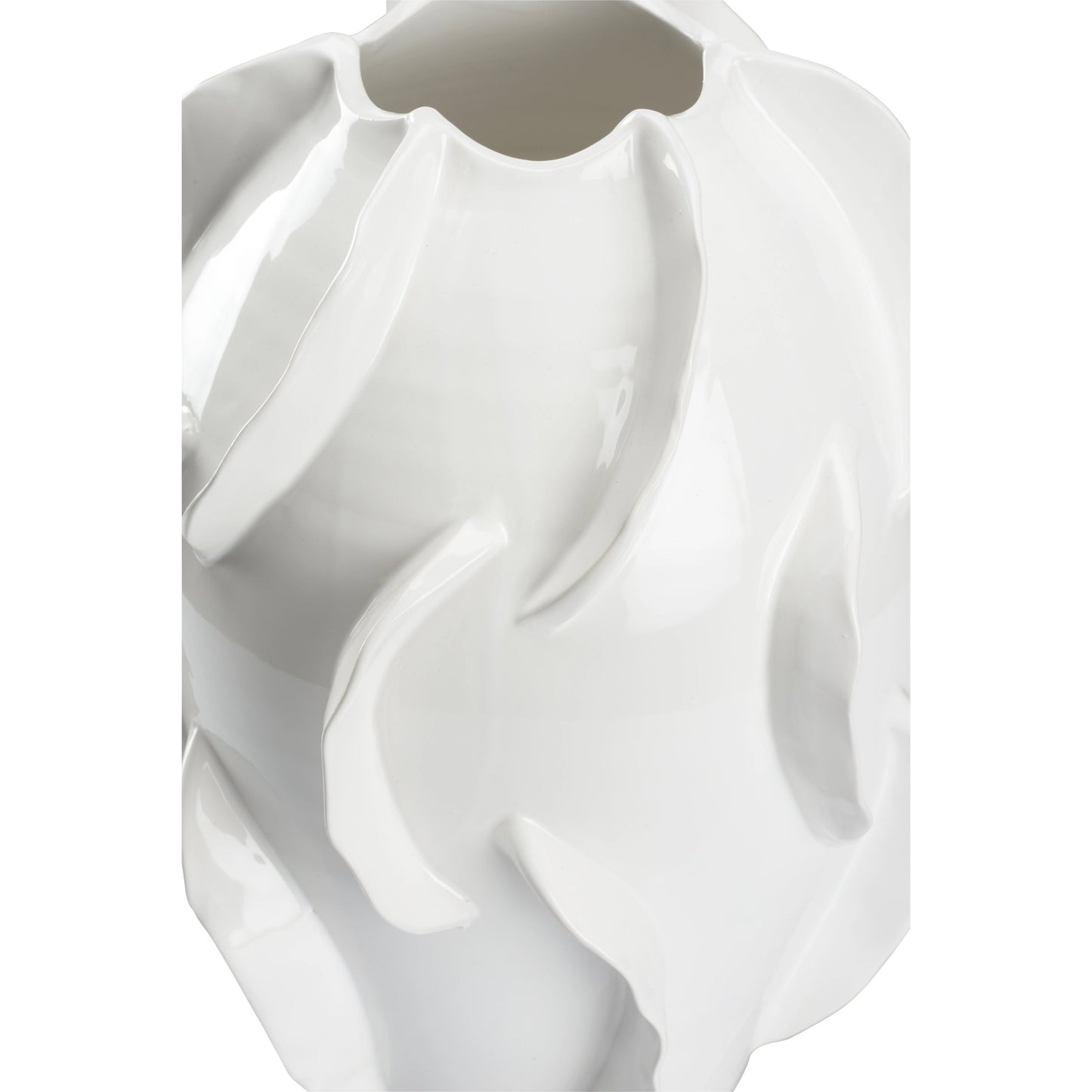 002 SI-2105642 | Closeup | Shard Vase by Chelsea House in glossy white glaze. Made from ceramic in a modern style.