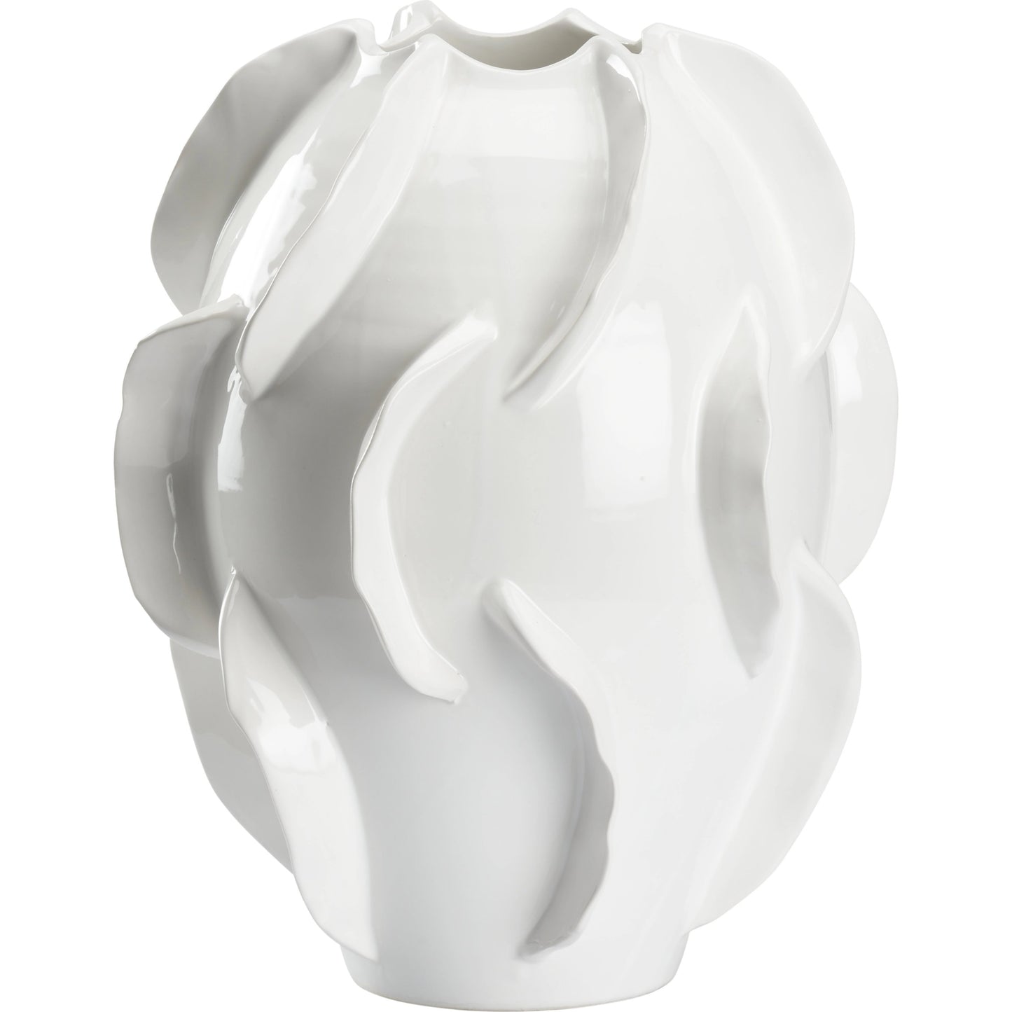 001 SI-2105642 | Primary Silo | Shard Vase by Chelsea House in glossy white glaze. Made from ceramic in a modern style.