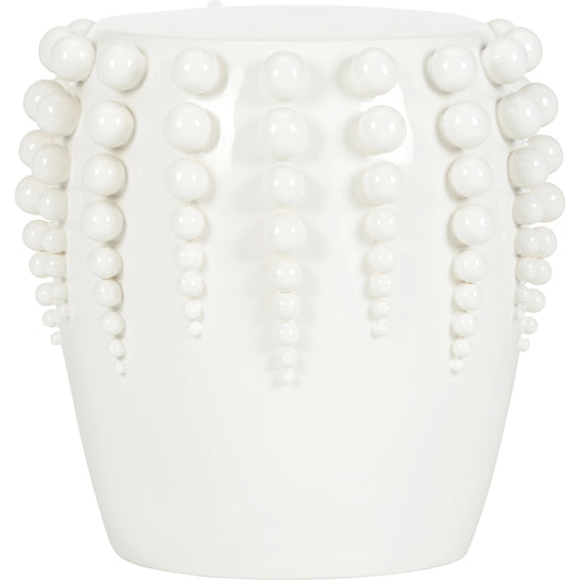 Sea Urchin Garden Seat by Chelsea House in white glaze. Made from ceramic in a coastal style.