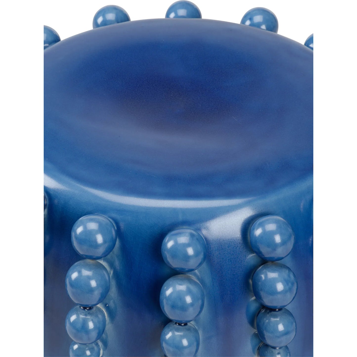 002 SI-2105721 | Additional Silo | Sea Urchin Garden Stool by Chelsea House in crackled blue glaze. Made from unique in a unique style.