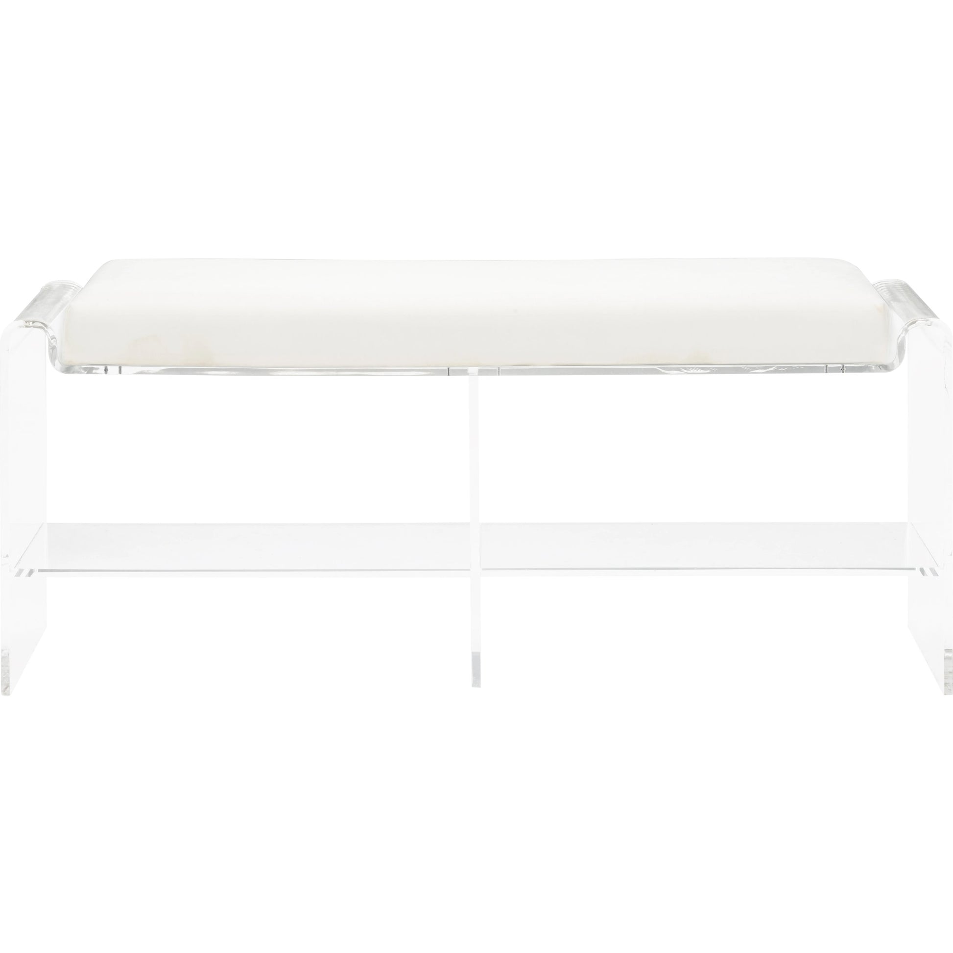 Renee Acrylic Long Bench by Chelsea House in clear, cream. Made from acrylic/fabric in a modern style.