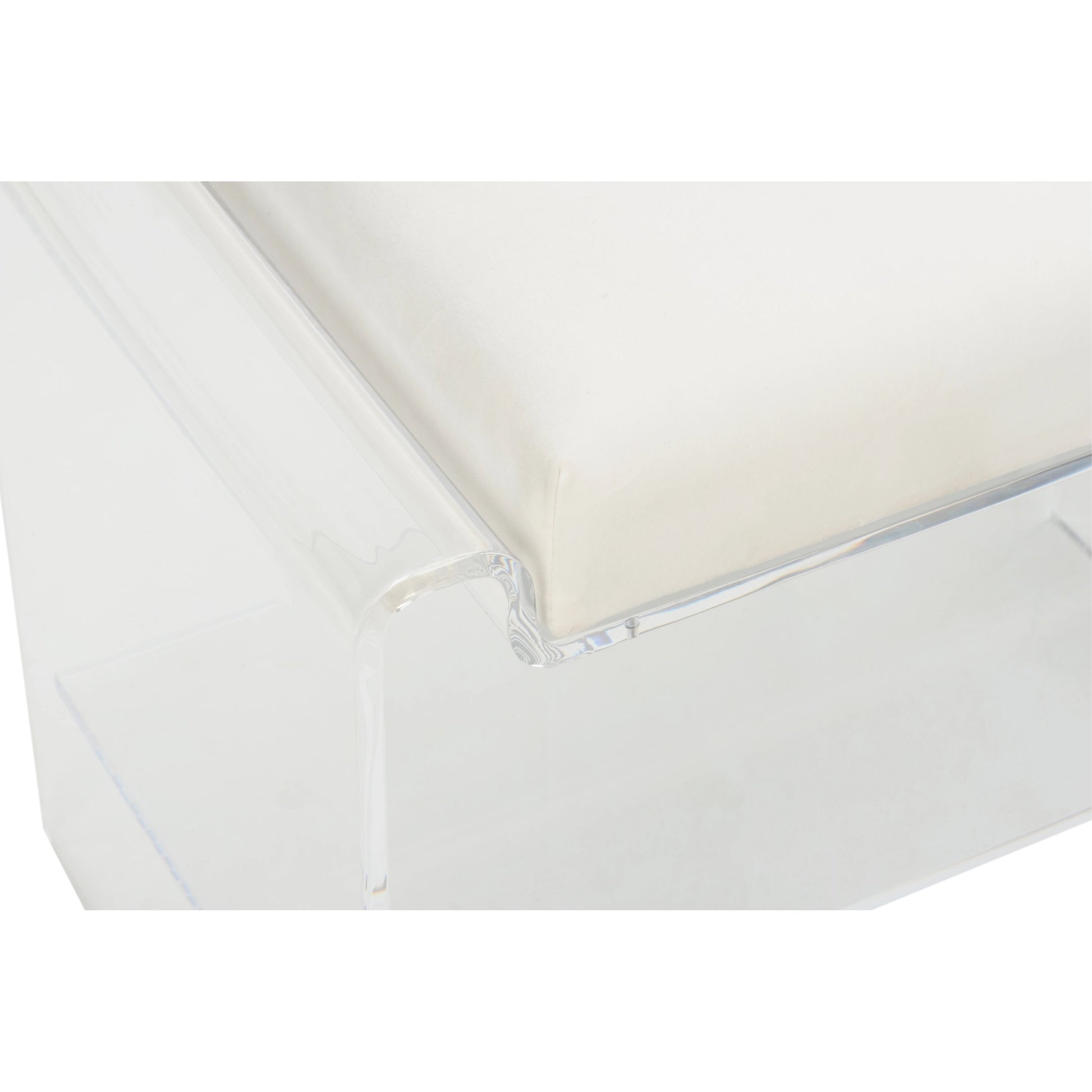 Renee Acrylic Long Bench by Chelsea House in clear, cream. Made from acrylic/fabric in a modern style.