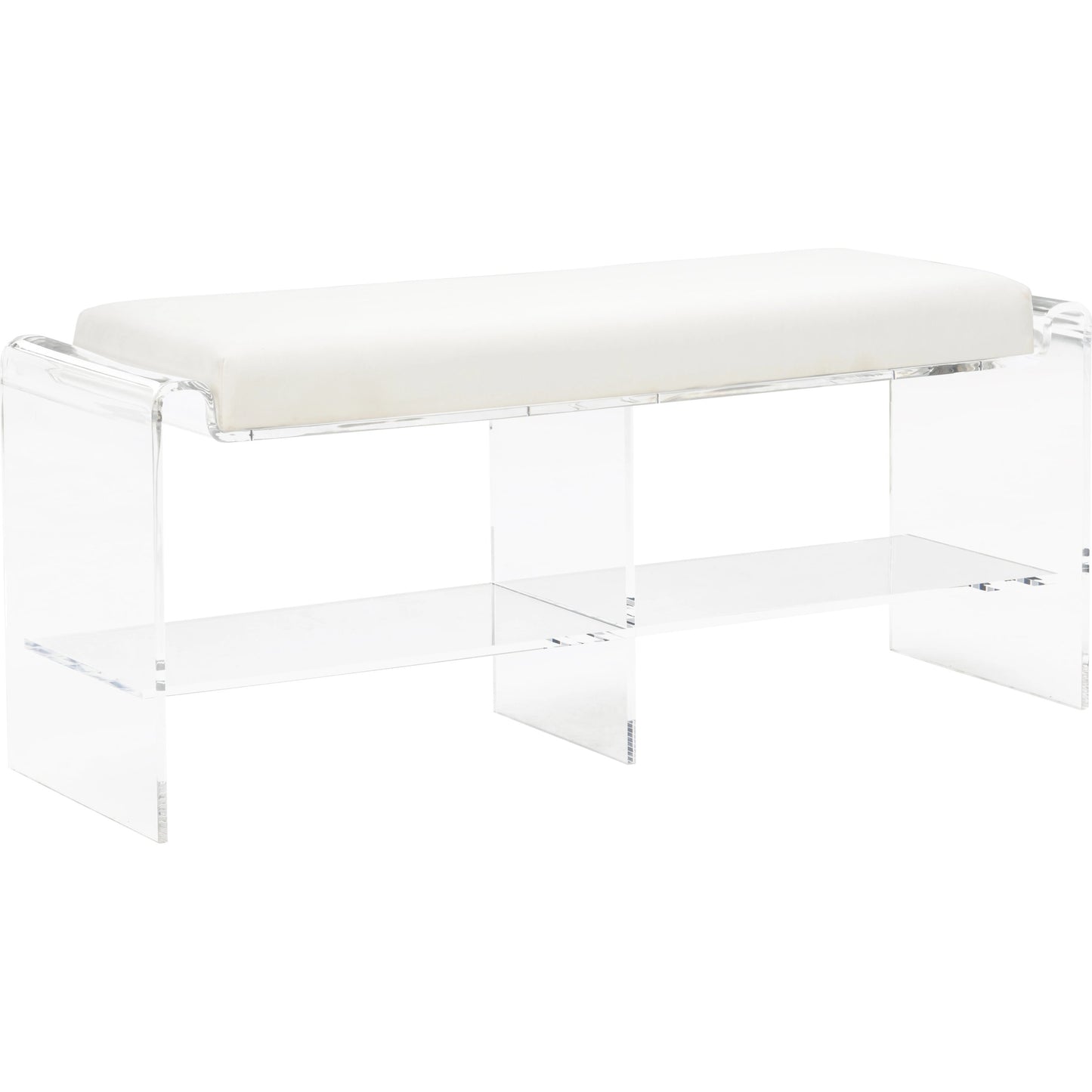 001 SI-2105741 | Primary Silo | Renee Acrylic Long Bench by Chelsea House in clear, cream. Made from acrylic/fabric in a modern style.