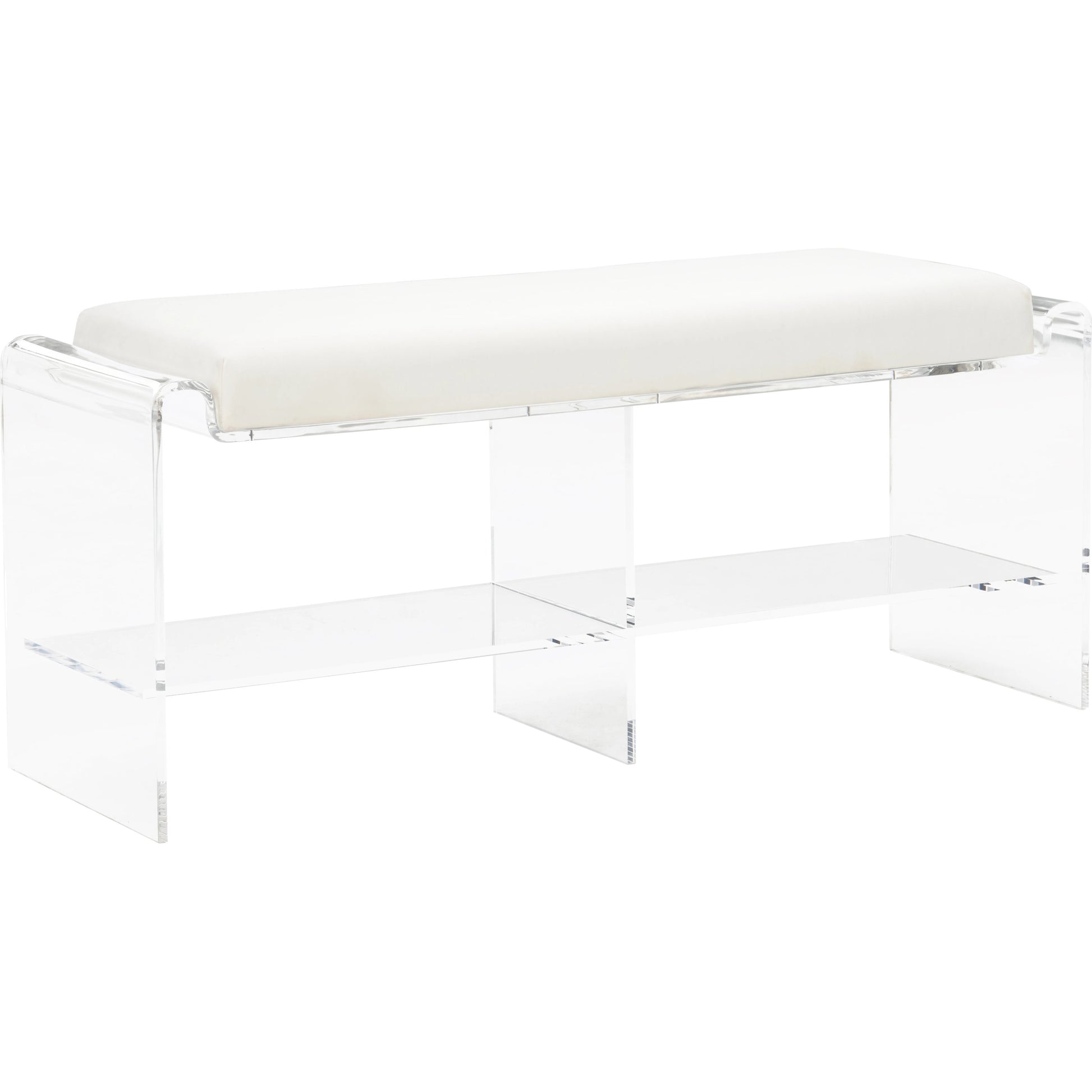 Renee Acrylic Long Bench by Chelsea House in clear, cream. Made from acrylic/fabric in a modern style.