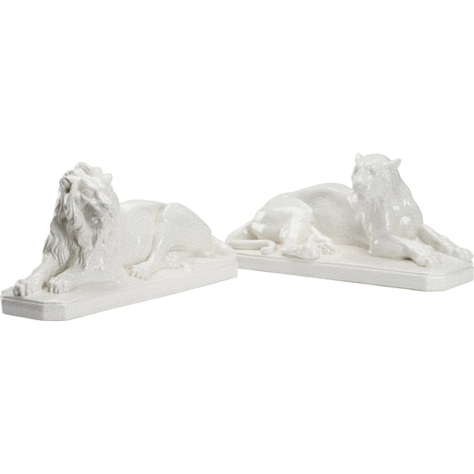 White Lions (Set of 2) by Chelsea House in white crackled glaze. Made from unique in a modern style.