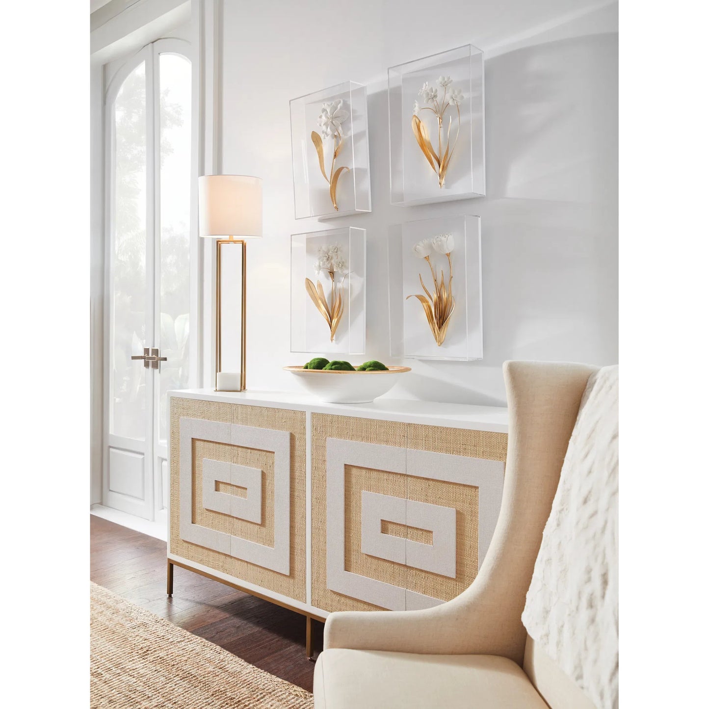 002 SI-2105828 | Additional Silo | Porcelain Flowers - D by Chelsea House in clear, white, gold leaf. Made from unique in a unique style.