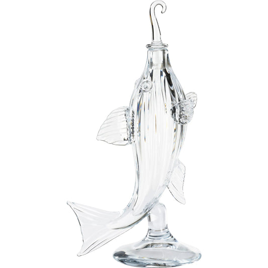Hand Blown Fish Decanter by Chelsea House in clear. Made from unique in a coastal style.