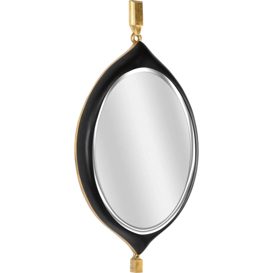001 SI-2105872 | Primary Silo | Cabochon Pendant Mirror by Chelsea House in matte black, gold leaf, beveled. Made from unique in a modern style.