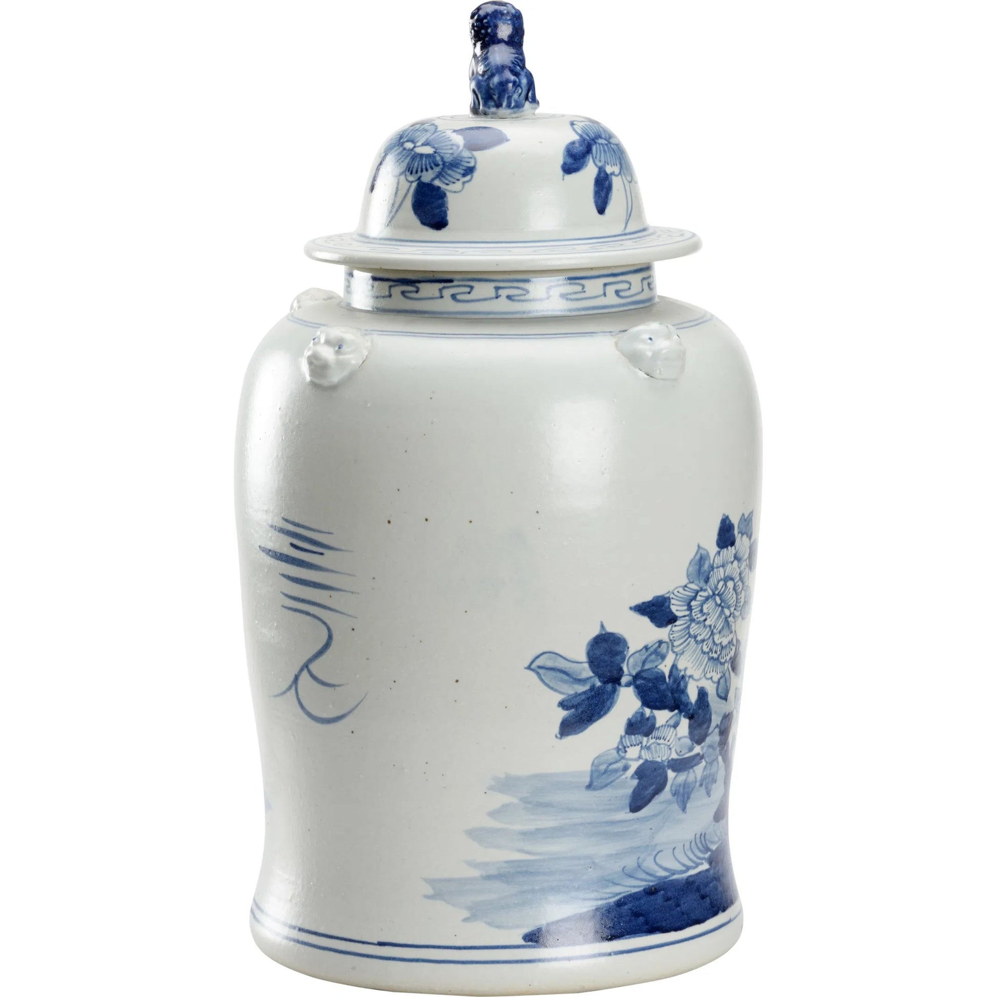 Song Garden Ginger Jar by Chelsea House in blue, white glaze. Made from unique in a traditional style.