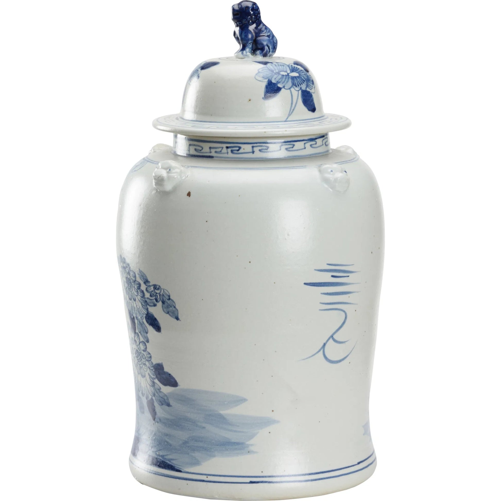 Song Garden Ginger Jar by Chelsea House in blue, white glaze. Made from unique in a traditional style.