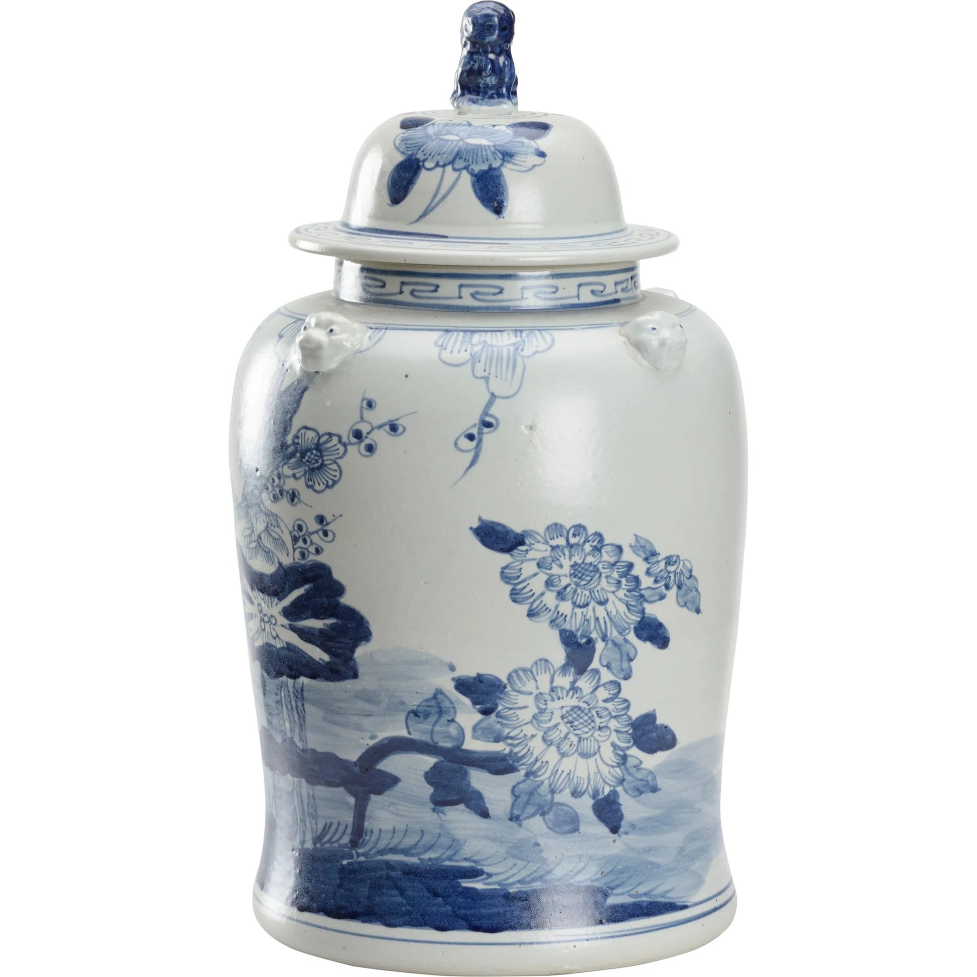 Song Garden Ginger Jar by Chelsea House in blue, white glaze. Made from unique in a traditional style.