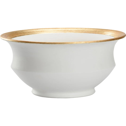001 SI-2105894 | Primary Silo | Terrazza Cachepot by Chelsea House in matte white glaze, gold leaf. Made from unique in a modern style.