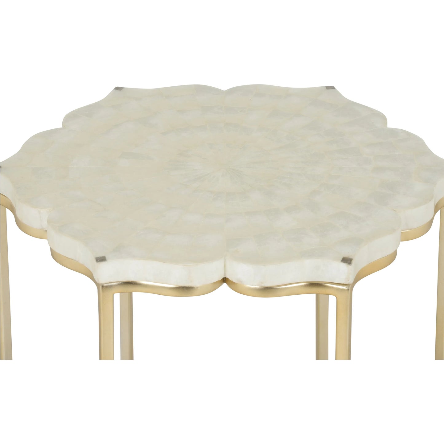 003 SI-2105968 | Closeup | Lotus Flower Side Table by Chelsea House in gold, natural white. Made from unique in a modern style.