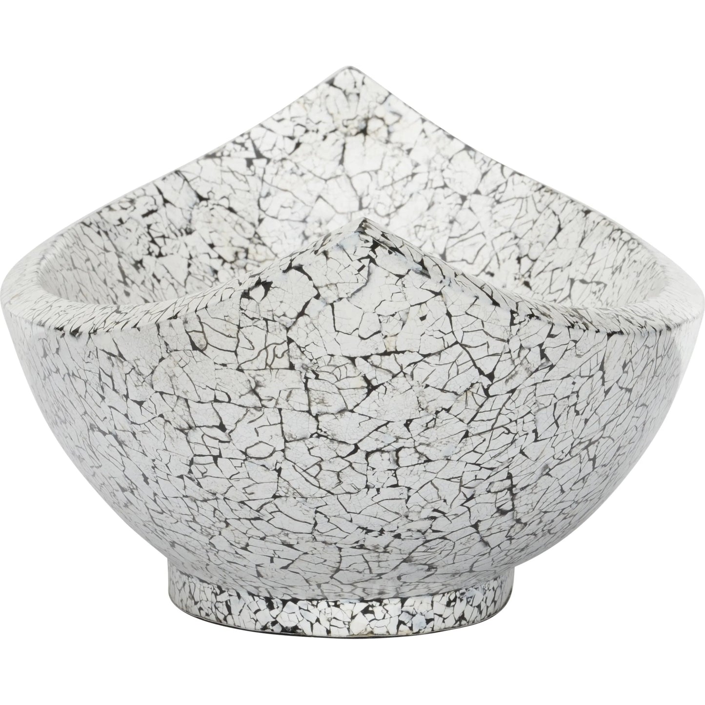005 SI-2106022 | Additional Silo | Crackled Long Bowl by Chelsea House in black, white. Made from unique in a unique style.