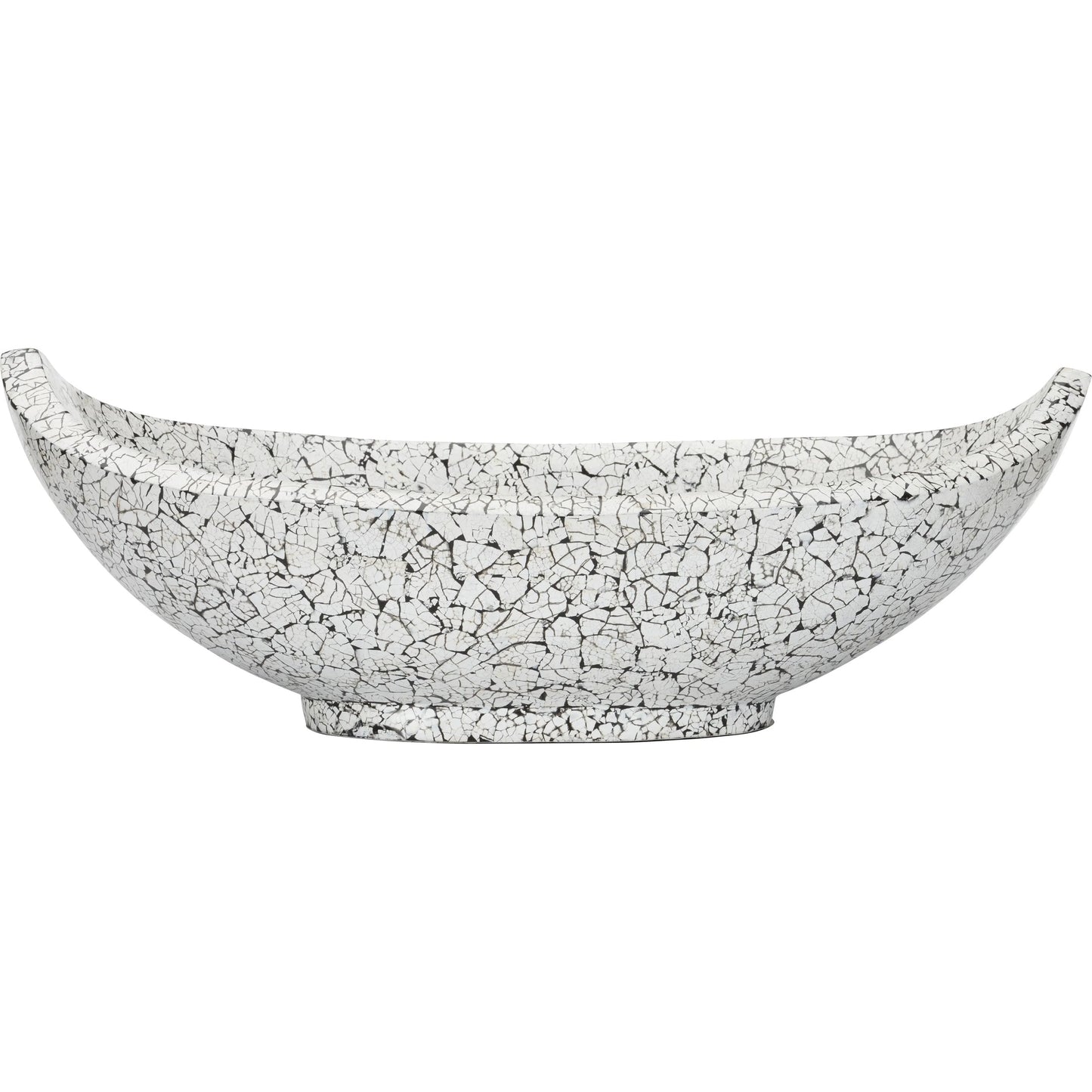 004 SI-2106022 | Additional Silo | Crackled Long Bowl by Chelsea House in black, white. Made from unique in a unique style.