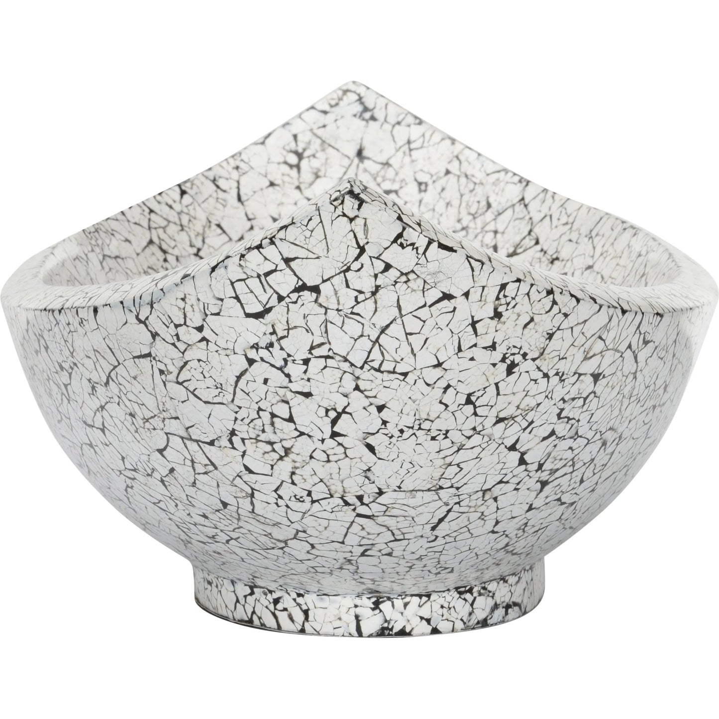 003 SI-2106022 | Additional Silo | Crackled Long Bowl by Chelsea House in black, white. Made from unique in a unique style.