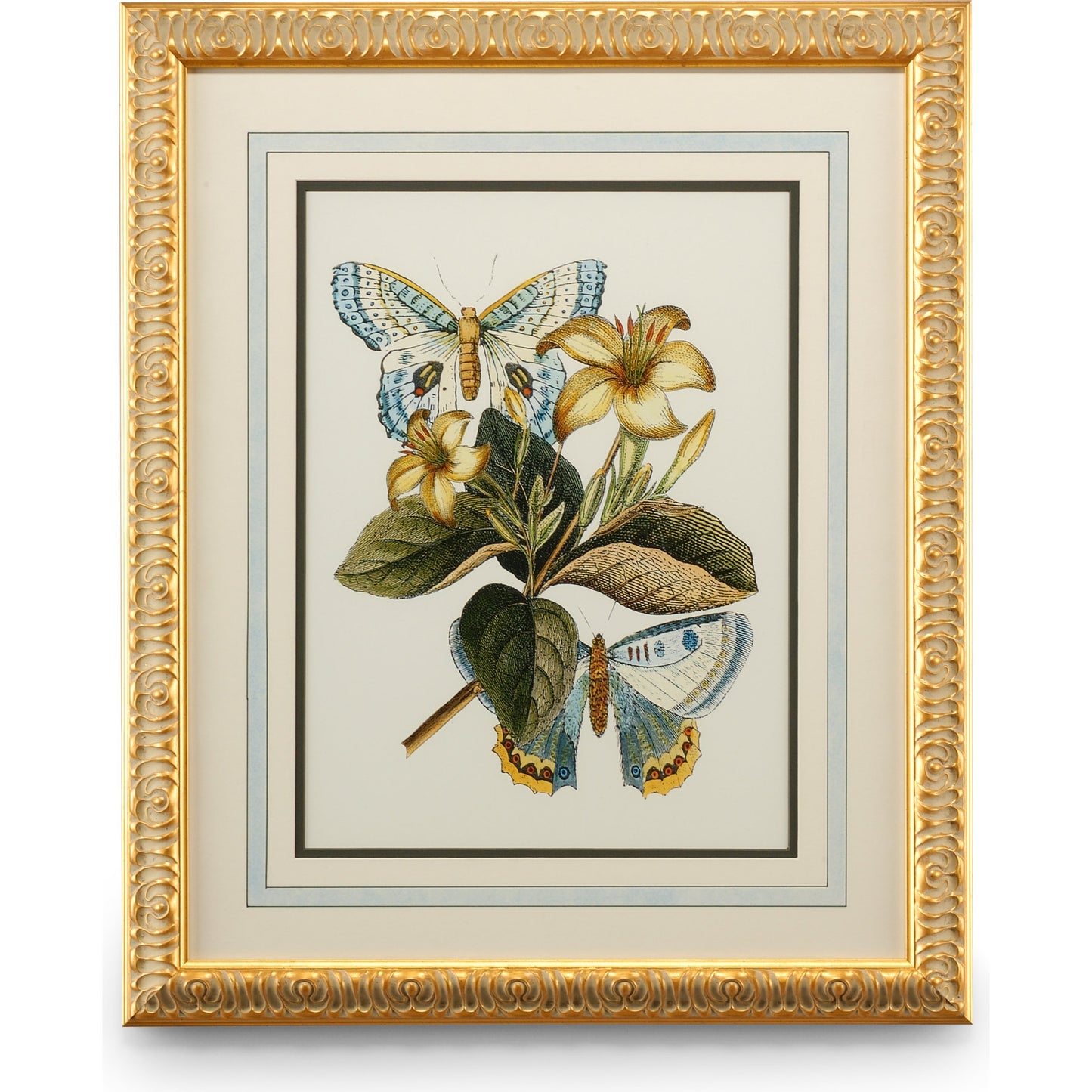 001 SR-382180 | Additional Silo | Butterfly Oasis IV by Chelsea House in gold leafed frame, french mat. Made from plate lithograph in a traditional style.