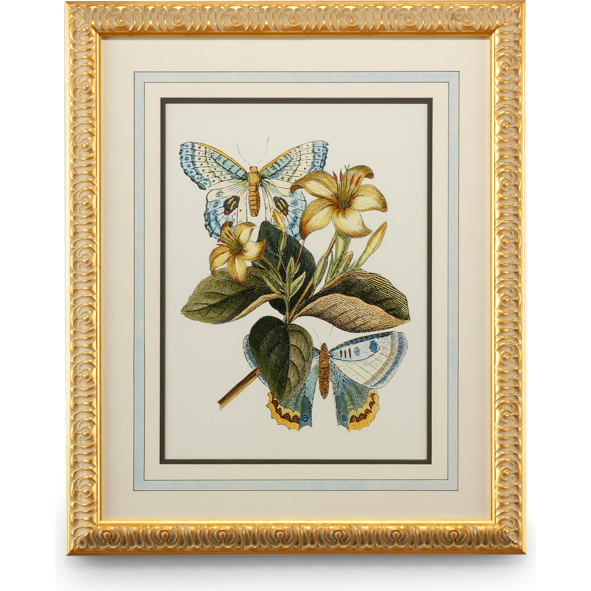 Butterfly Oasis IV by Chelsea House in gold leafed frame, french mat. Made from plate lithograph in a traditional style.