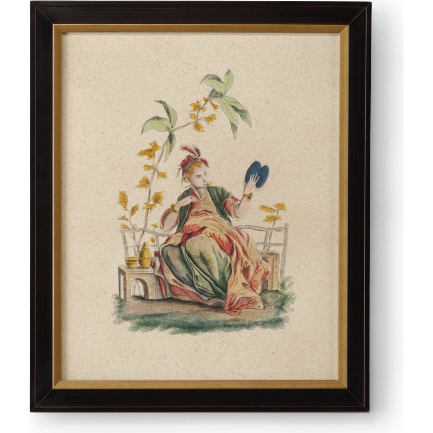 001 SR-383607 | Primary Silo | Pillement Painting III by Chelsea House in brown and antique gold frame. Made from watercolor on paper in a traditional style.