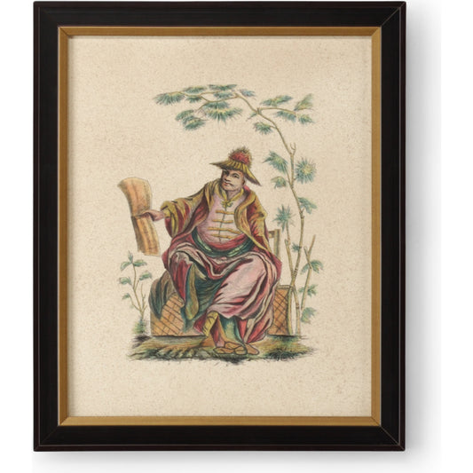 001 SR-383602 | Primary Silo | Pillement Painting IV by Chelsea House in brown and antique gold frame. Made from watercolor on paper in a traditional style.