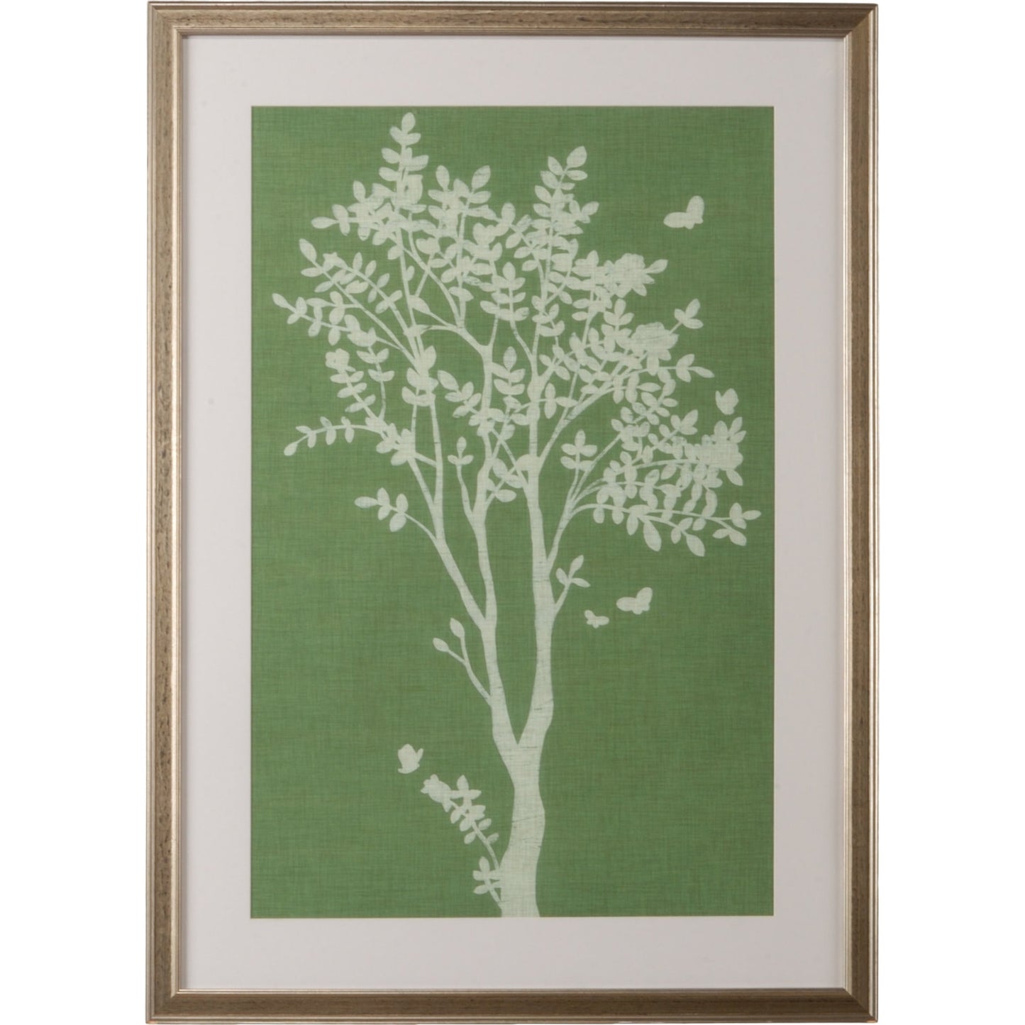001 SR-384041 | Primary Silo | Tableau in Sage I by Chelsea House in single mat, antiqued silver frame. Made from giclee in a transitional style.