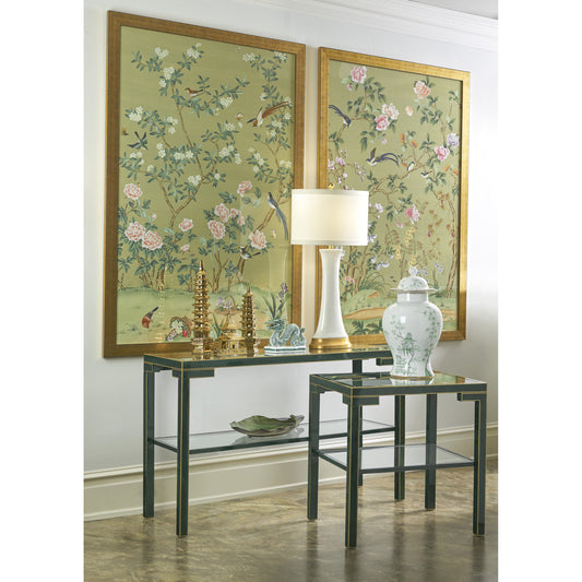 Edgedale Panel II by Chelsea House in framed, glass. Made from watercolor on silk in a eclectic & global style.