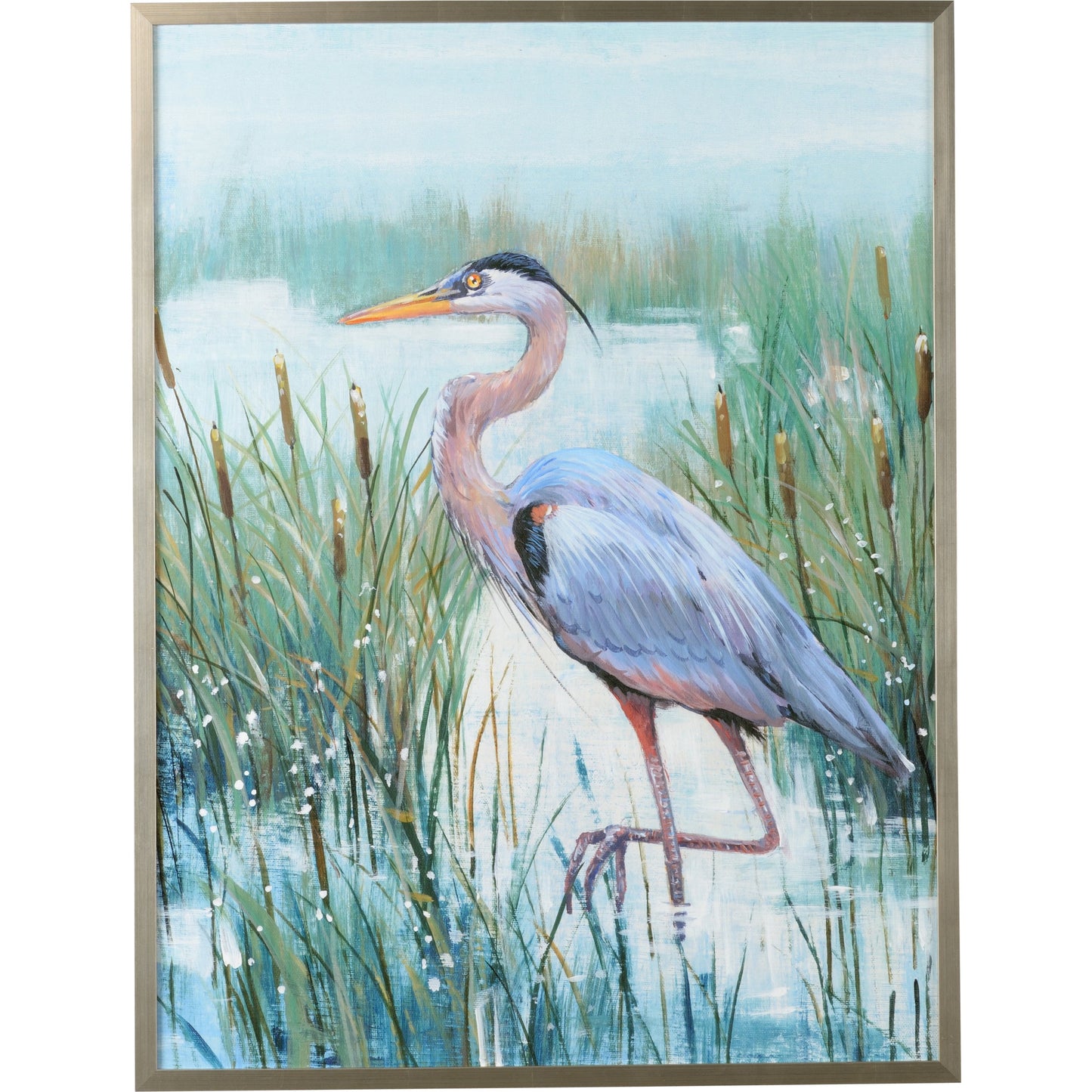 001 SR-383255 | Additional Silo | Marsh Heron II by Chelsea House in silver. Made from printed canvas in a coastal style.