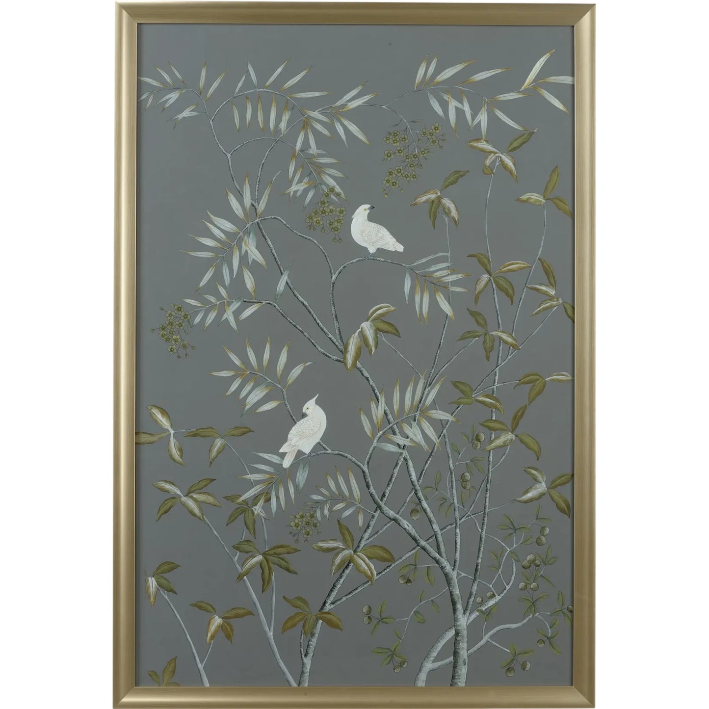 001 SI-2334742 | Primary Silo | Buckhead Panel in Silver - Cockatoo by Chelsea House in blue and framed, glass. Made from unique in a traditional style.