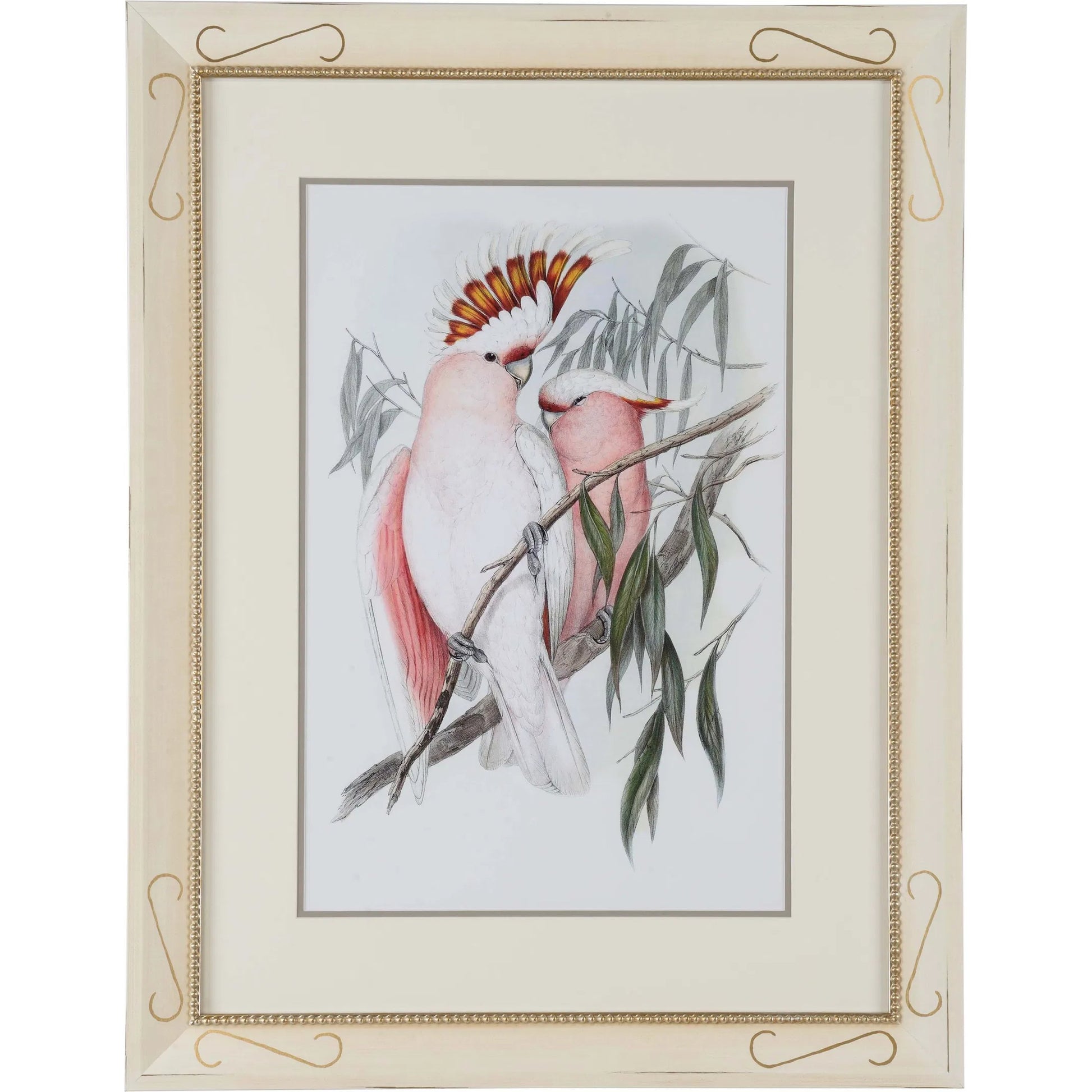 Pastel Parrots I by Chelsea House in coral and giclee print. Made from unique in a traditional style.