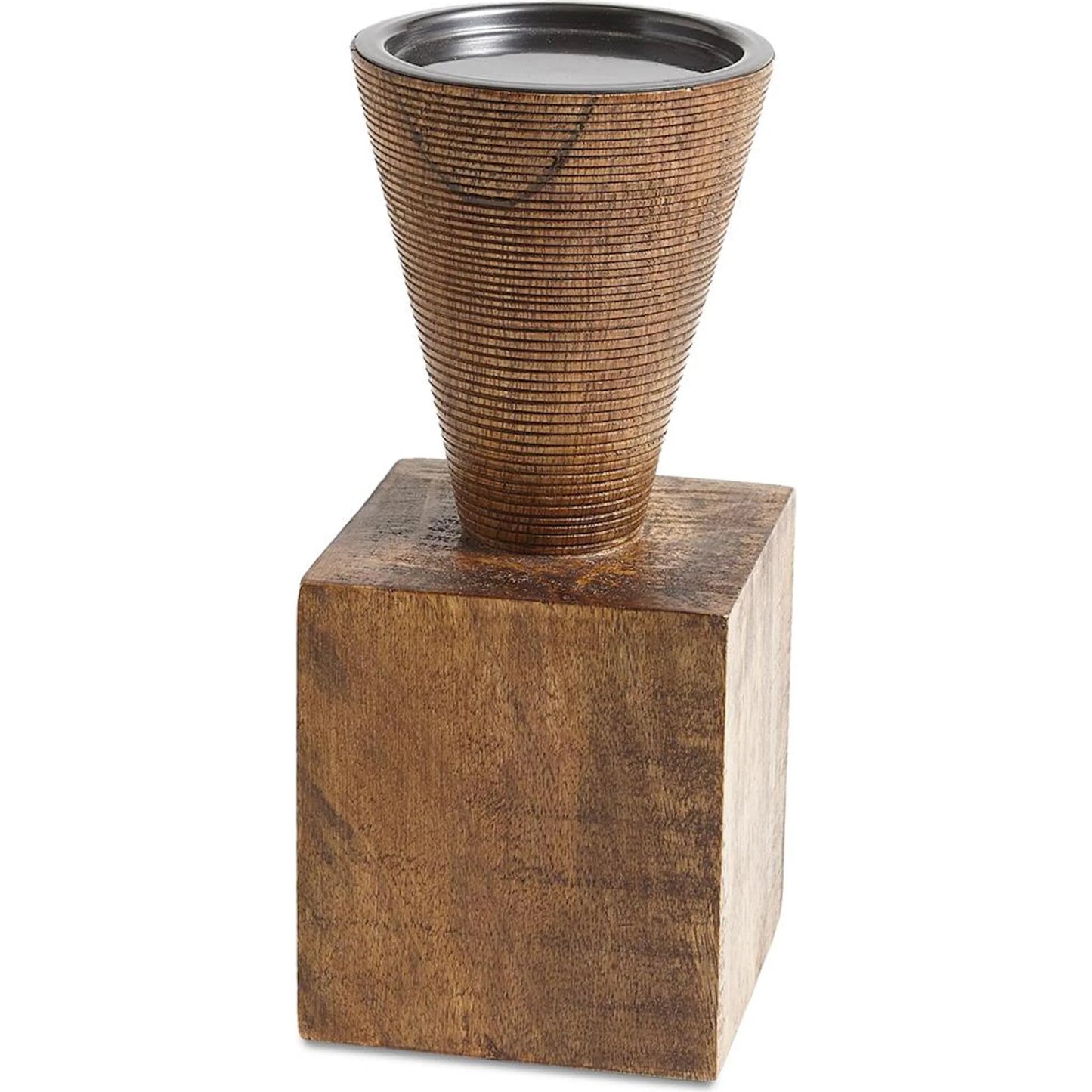 005 SR-828040 | Additional Silo | Turcan Pillar Holder by Global Views in brown textured. Made from mango in a eclectic & global style.