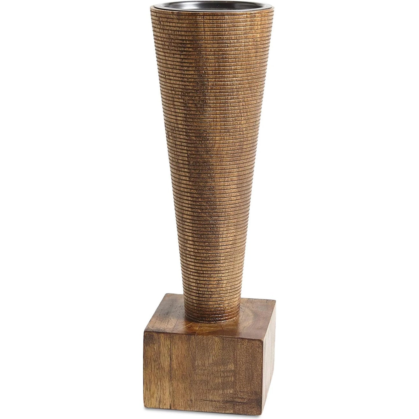 002 SR-828040 | Additional Silo | Turcan Pillar Holder by Global Views in brown textured. Made from mango in a eclectic & global style.