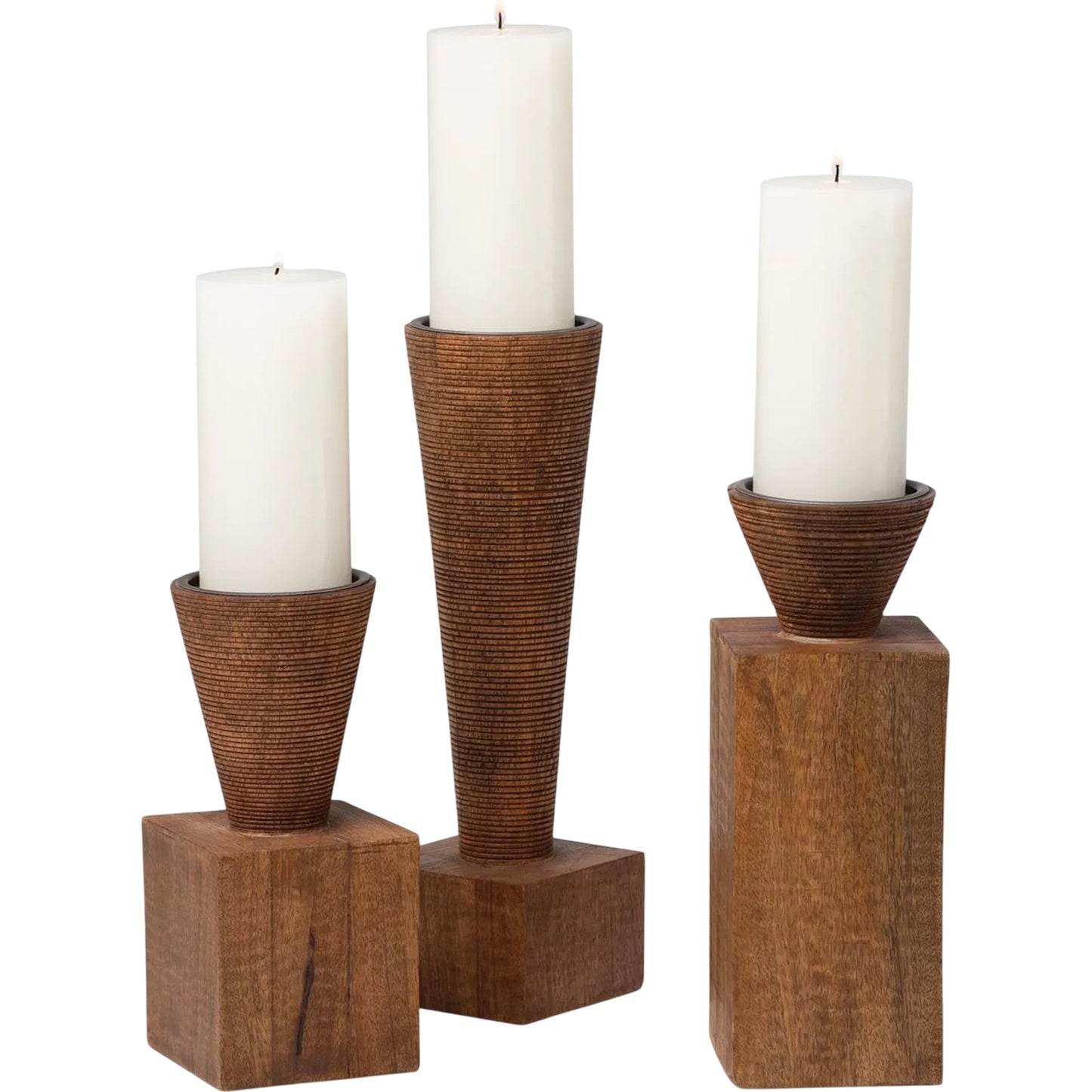 001 SR-828040 | Primary Silo | Turcan Pillar Holder by Global Views in brown textured. Made from mango in a eclectic & global style.