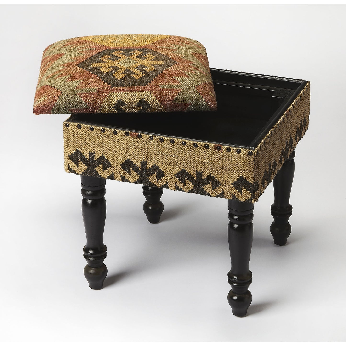 002 S-242571 | Additional Silo | Mesquite Jute Stool by Butler Specialty Company in multi-color and mountain lodge. Made from acacia wood solids, mdf, urethane foam, cotton, jute rug in a eclectic & global style.